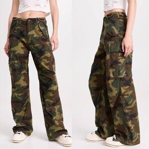 NWT R13 Wide Leg Cargo Jeans Pants - Camo Military Sz 24/25